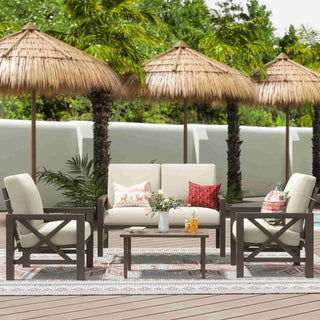 4 - Seater Oversized Metal Conversation Set With Patio Coffee Table - Natural Expressions