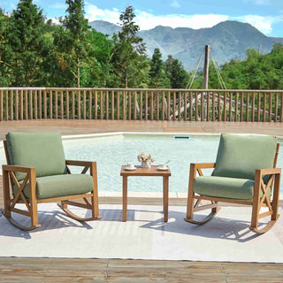 Patio Rocking Chair Set With Coffee Tables