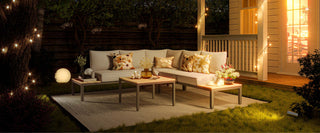 6-Seater Armless L Shape Sectional Outdoor Sofa With Detachable Backrest